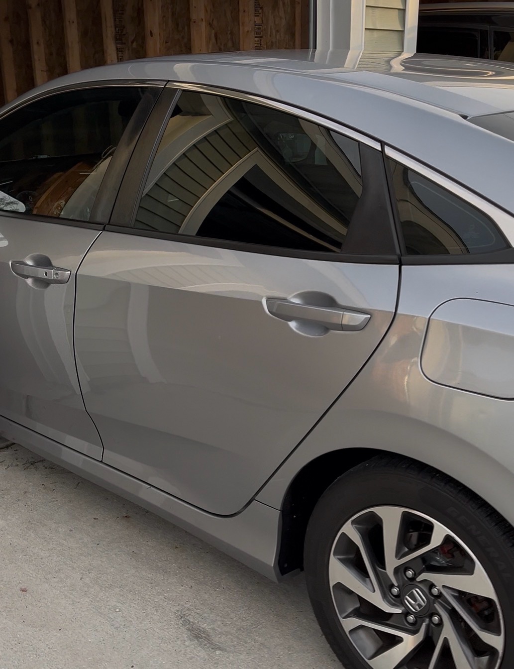 Silver Honda Civic with window tint